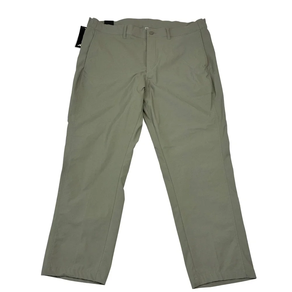 Adidas Nylon Chino Golf Pants Mens 40x29 Silver Pebble Regular Fit IU2845 NEW